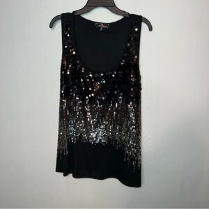Almost Famous Sleeveless Sequin Tank Top ~ Size 2X Black.